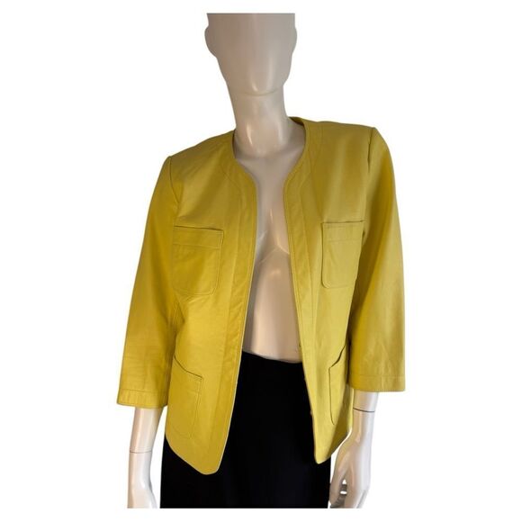 Vintage Yellow Women's Leather Jacket - Picture 1 of 8